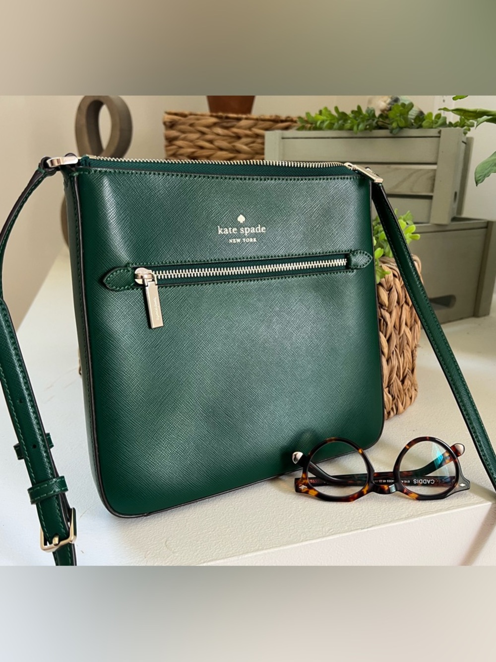 Kate Spade Sadie North South Crossbody Bag Deep Green